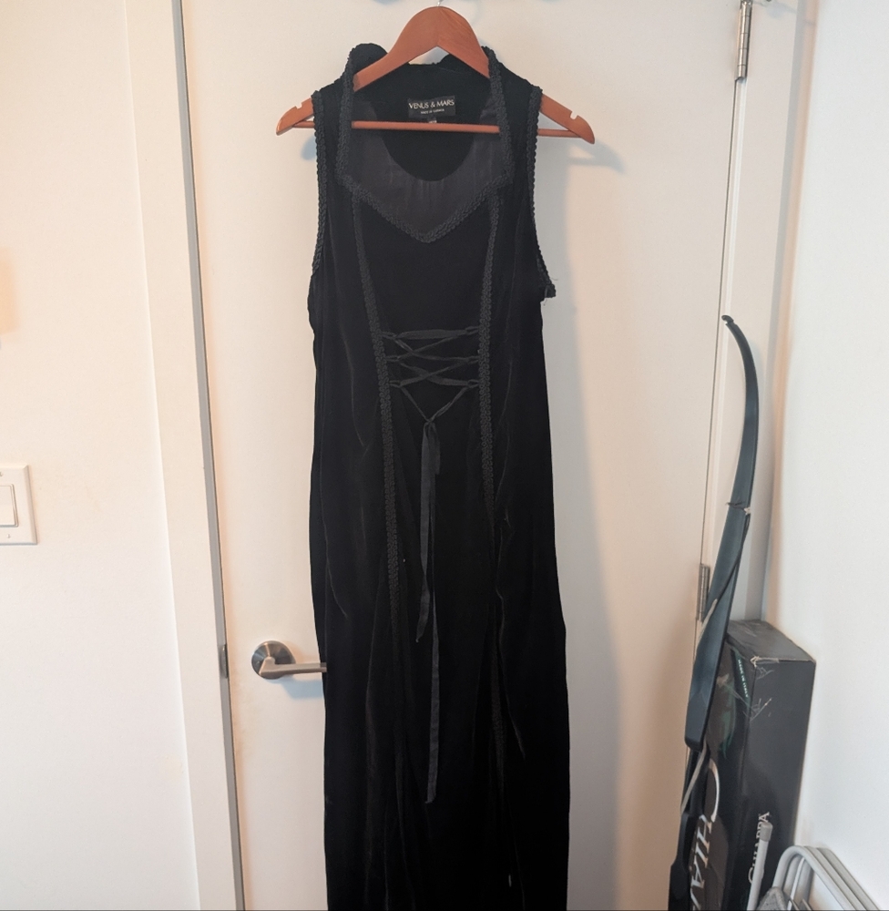 Venus And Mars Clothing Black Maxi Dress with Lace-Up Detail